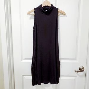 Francesca's Alya Black Sleeveless Mock Neck Dress